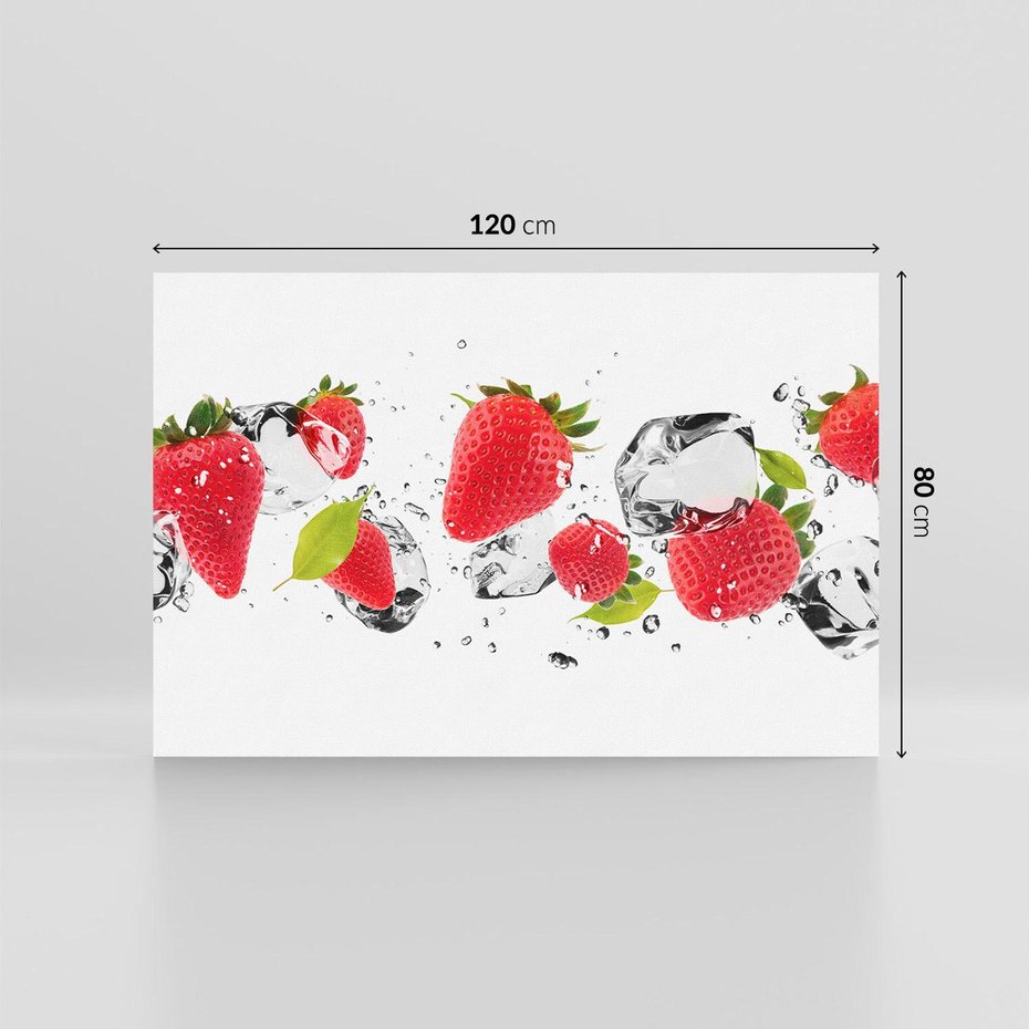 Obraz na płótnie 120x80 - Rajskie truskawki z wodą - truskawki, woda