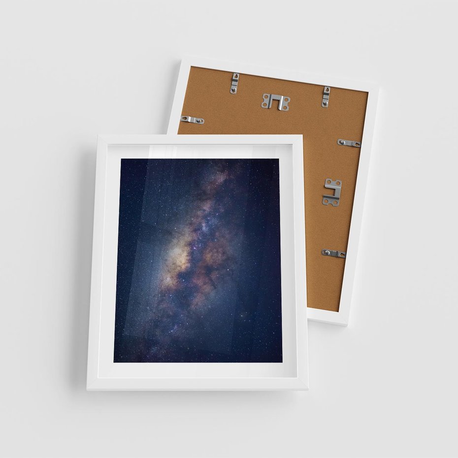 Plakat w ramie 40x50 - Wśród Gwiazd - rozgwieżdzone niebo, droga mleczna - rama biała