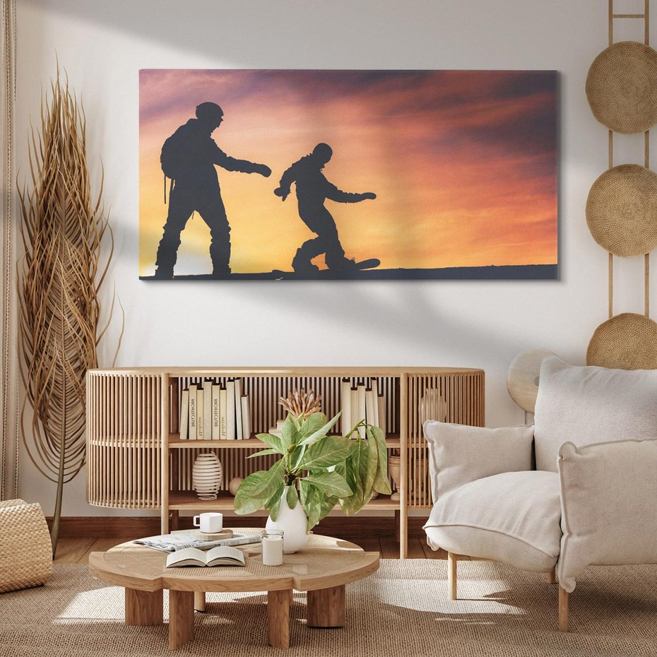 Obraz na płótnie 140x70 - Śnieżne Szaleństwo na Desce Snowboardowej - snowboard, zima