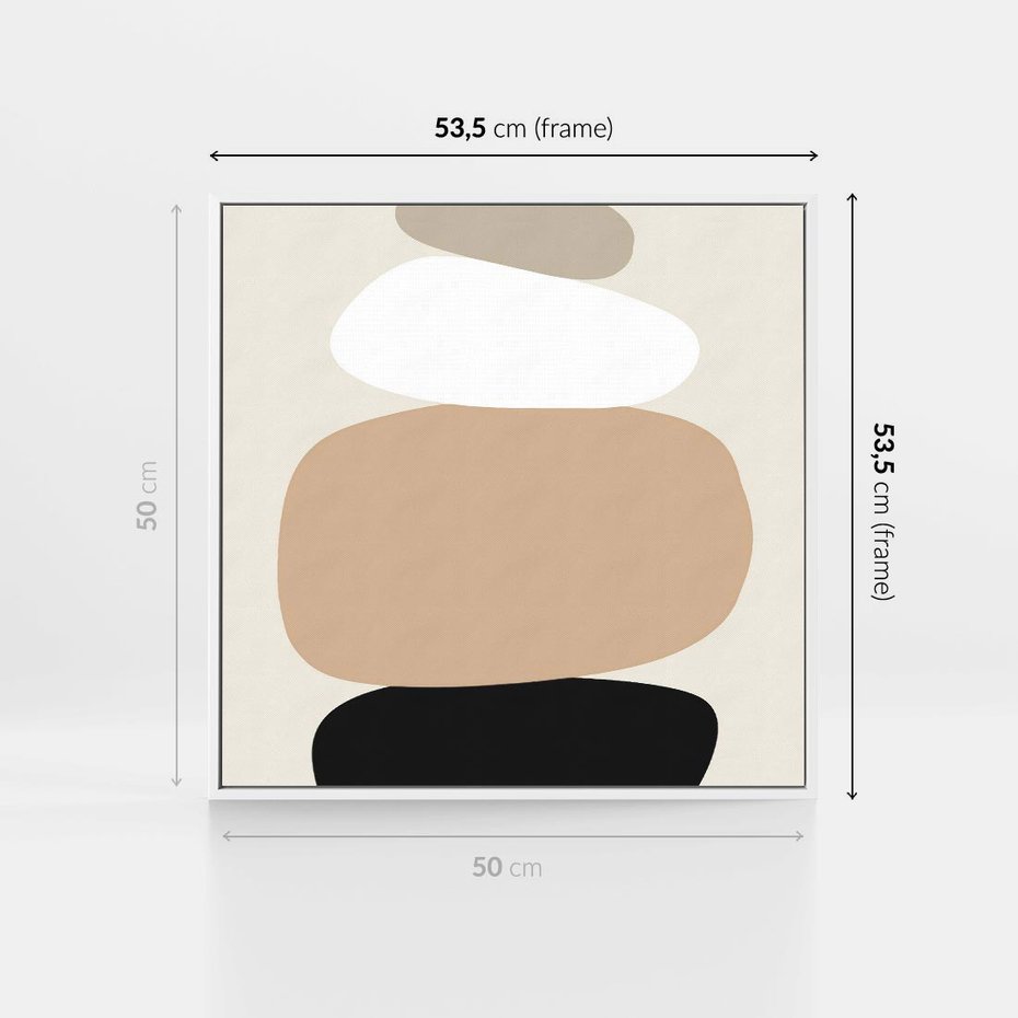 Obraz w ramie 50x50 - Zgeometryzowane Kształty - modernistyczny plakat, obłe kształty - rama biała