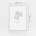 Obraz w ramie 50x70 - Tajemnicza Harmonia - sztuka one line, monstera - rama biała