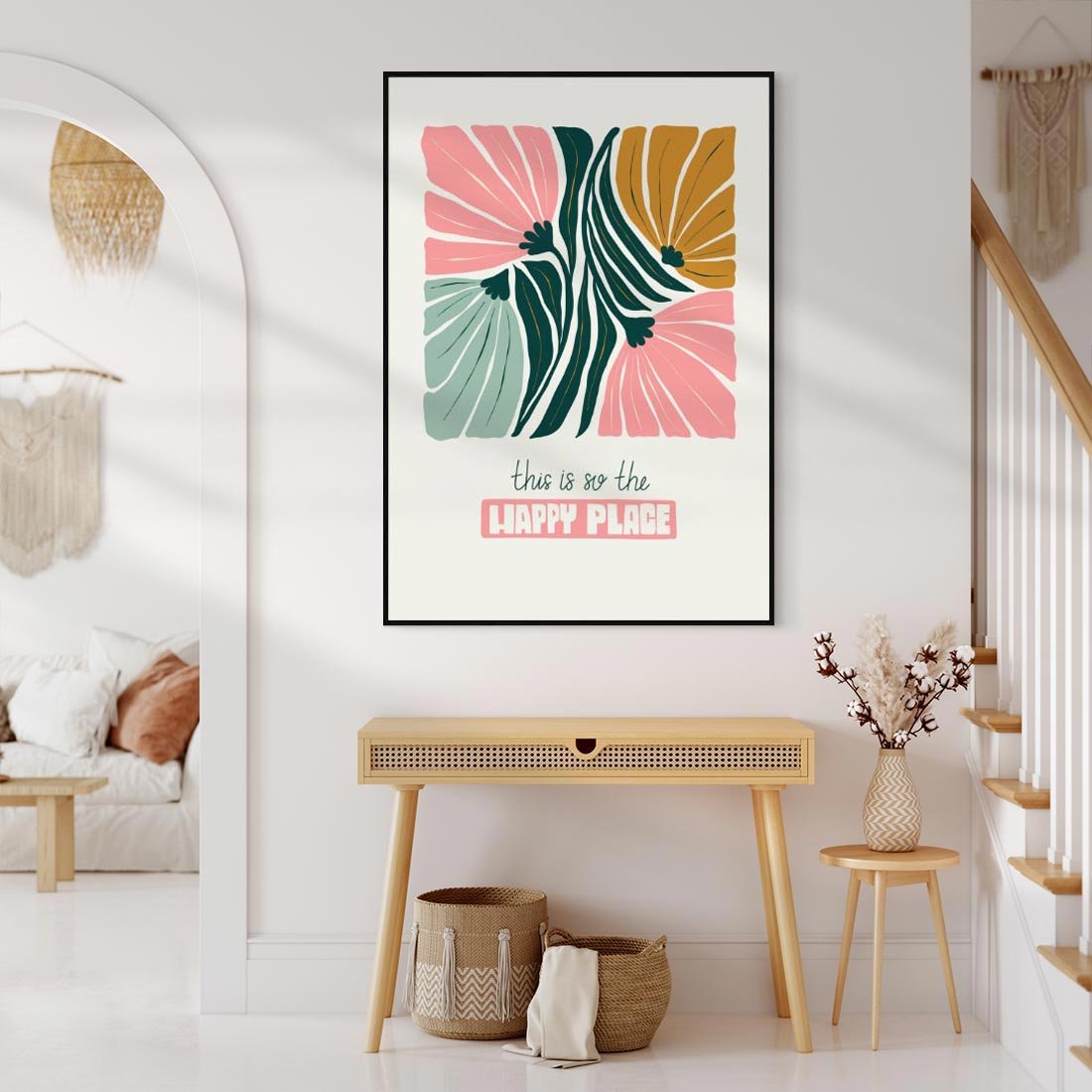 Obraz w ramie 70x100 - Impresje kwiatowej abstrakcji - retro kwiatowa grafika, kompozycja - rama czarna