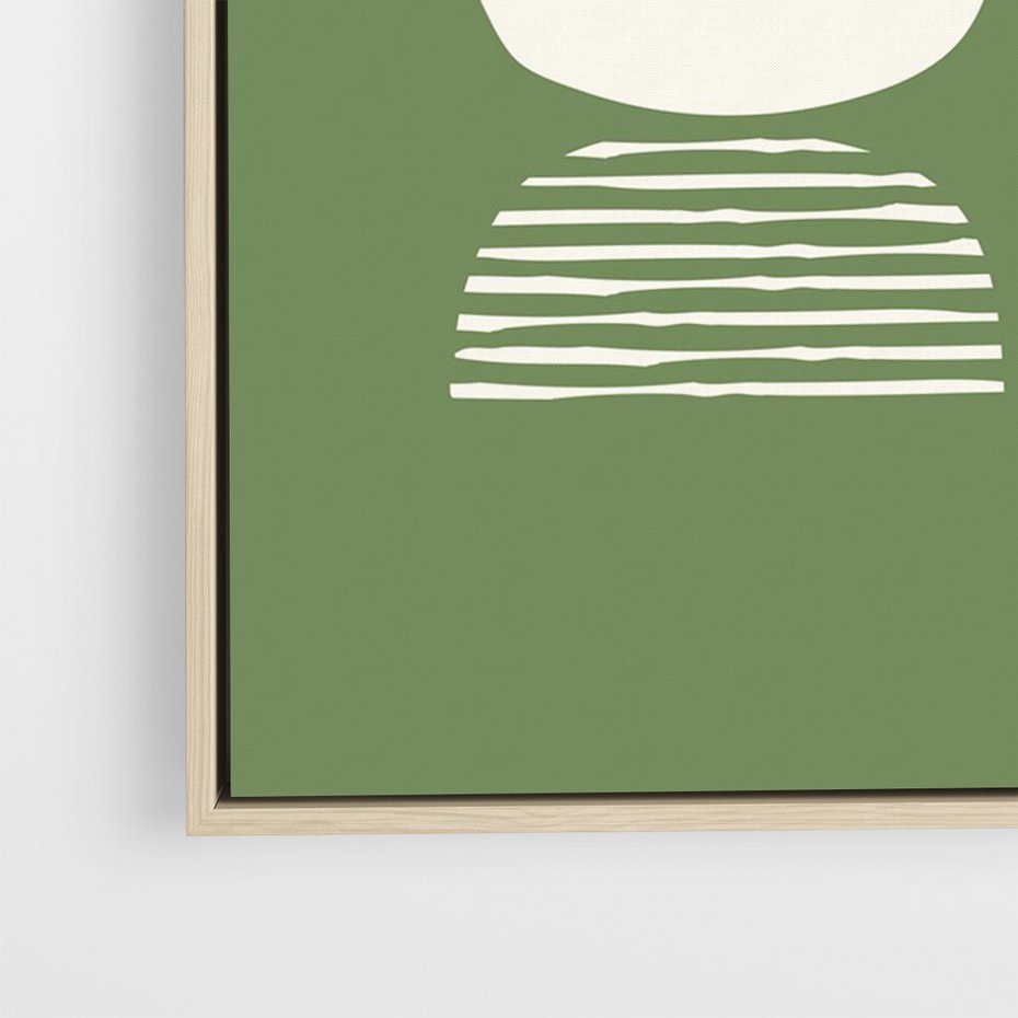 Obraz w ramie 50x70 - Migotliwe Formy - geometryczne boho kształty na brązowym, oliwkowym tle - rama drewno