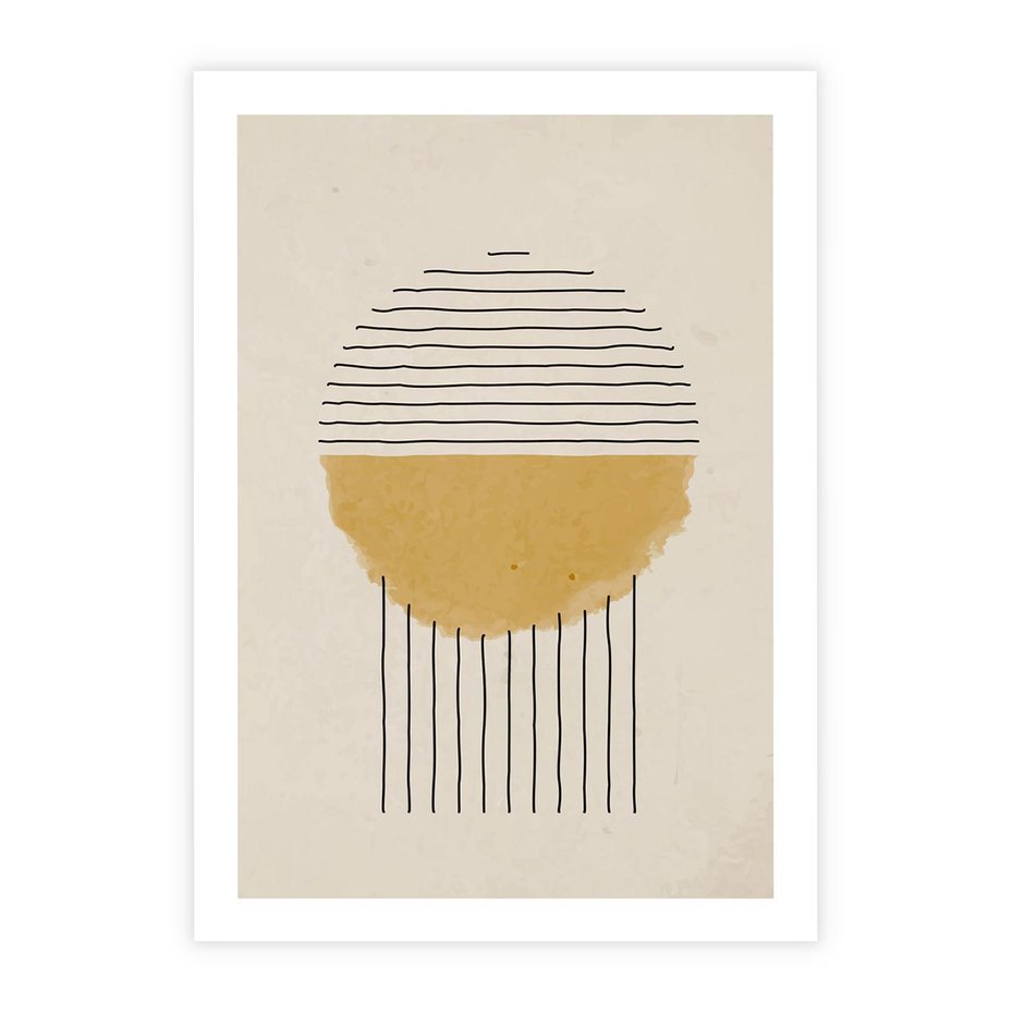 Plakat bez ramy 50x70 - Podróżne Kreski - akwarelowa plama, geometryczne szkicowane kształty