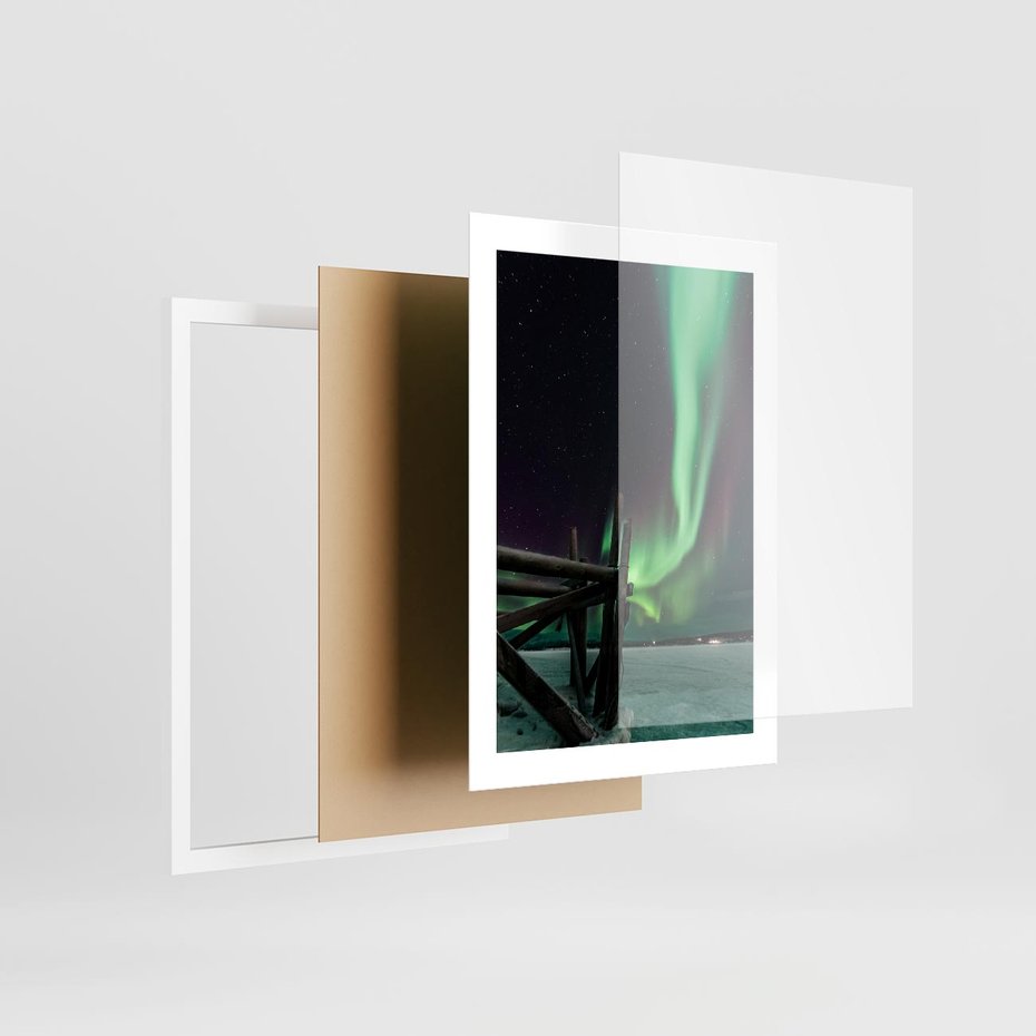 Plakat w ramie 30x40 - Zorza polarna w tajemniczej nocnej przestrzeni - zorza, polarna - rama biała