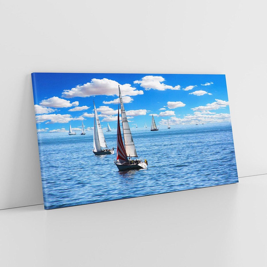 Obraz na płótnie 120x60 - Łódki na morzu i niebo - łódki, morze