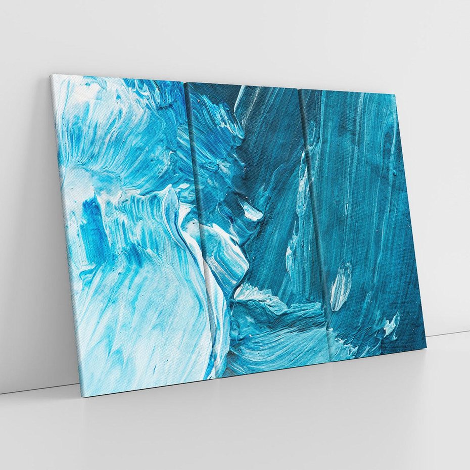 Obraz na płótnie 120x80 - W stronę niebieskiego horyzontu - abstrakcja, rozlane farby