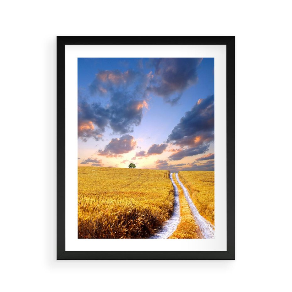 Plakat w ramie 40x50 - Magiczna droga w lesie - droga, ścieżka - rama czarna