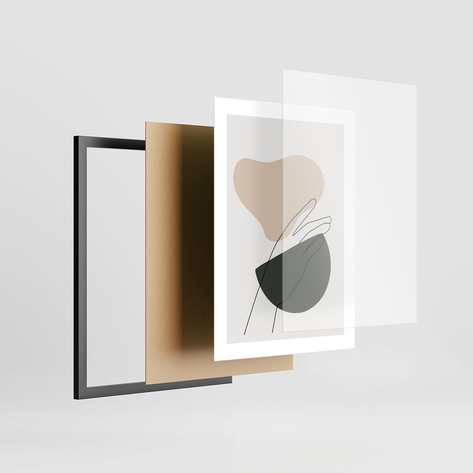 Plakat w ramie 30x40 - Rozkwitająca Opowieść - szkic jedną linią, one lone - rama czarna