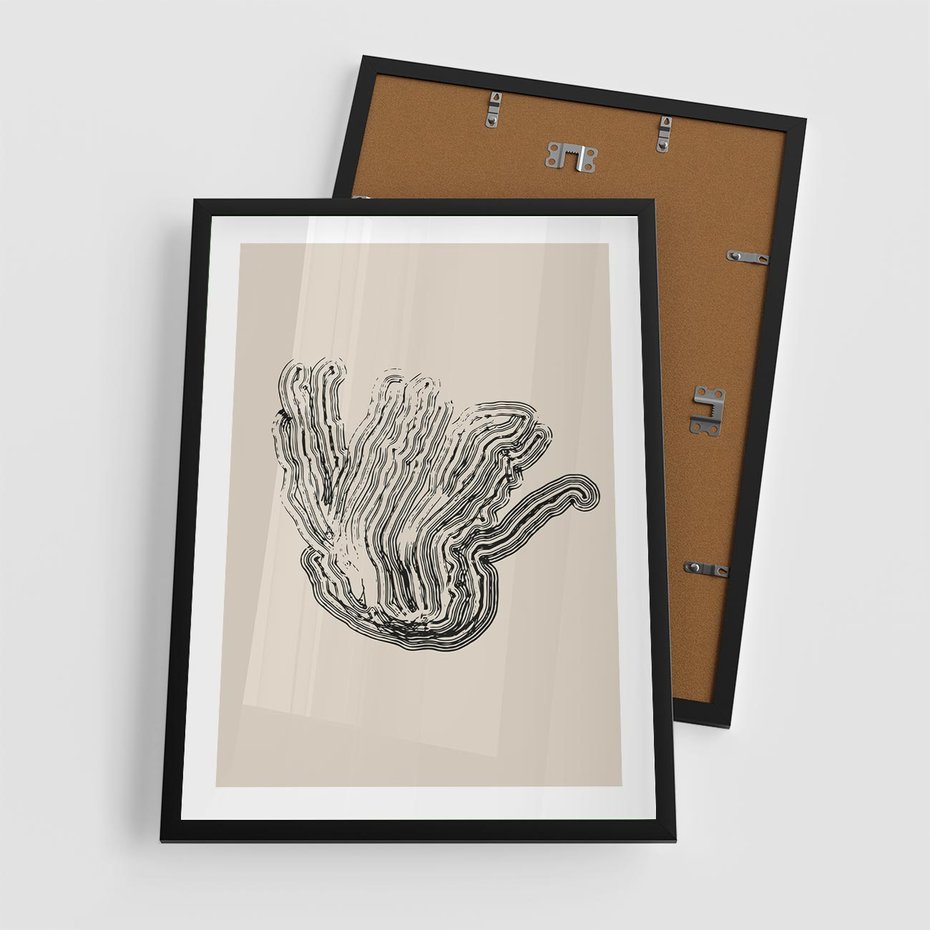 Plakat w ramie 50x70 - Abstrakcyjne Odbicie - abstrakcyjne odbicie, biało czarny - rama czarna