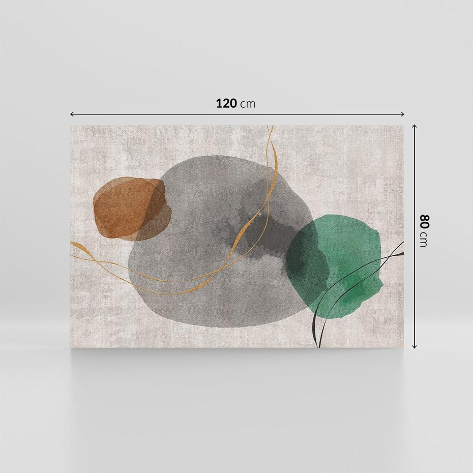 Obraz na płótnie 120x80 - Delikatne Plamy - akwarelowe plamy, złote linie