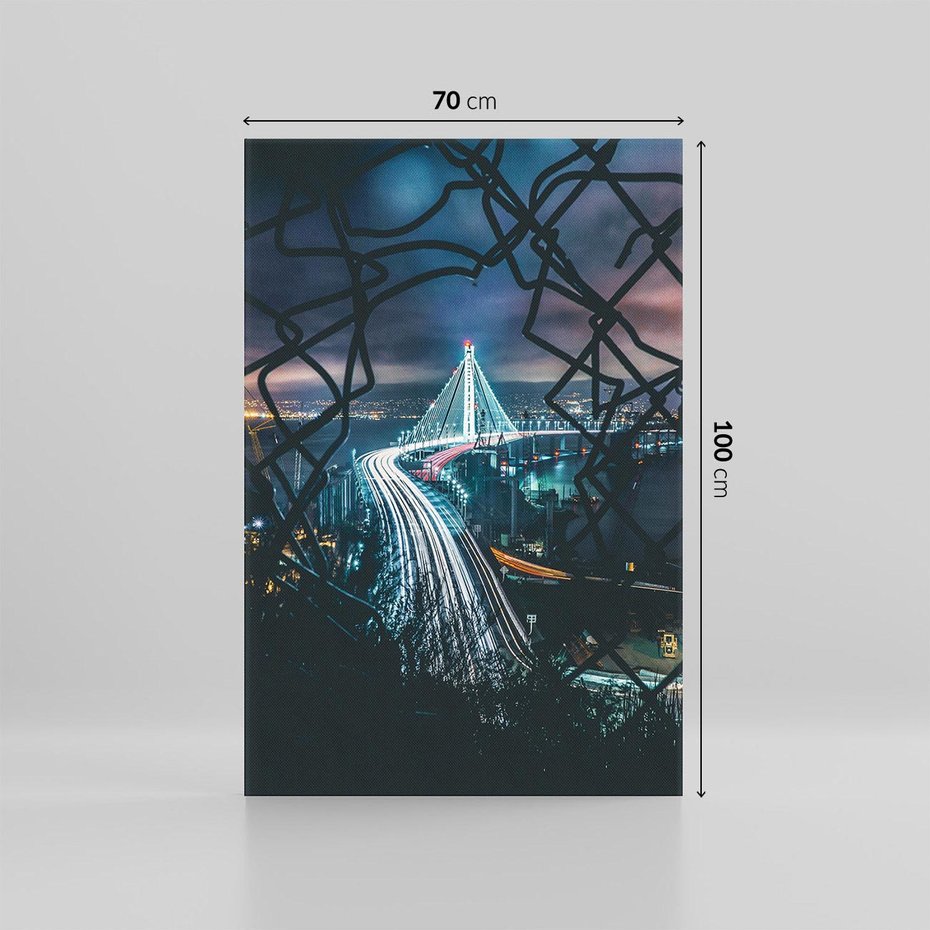 Obraz na płótnie 70x100 - Most nocą - Światła i refleksy - most, światła