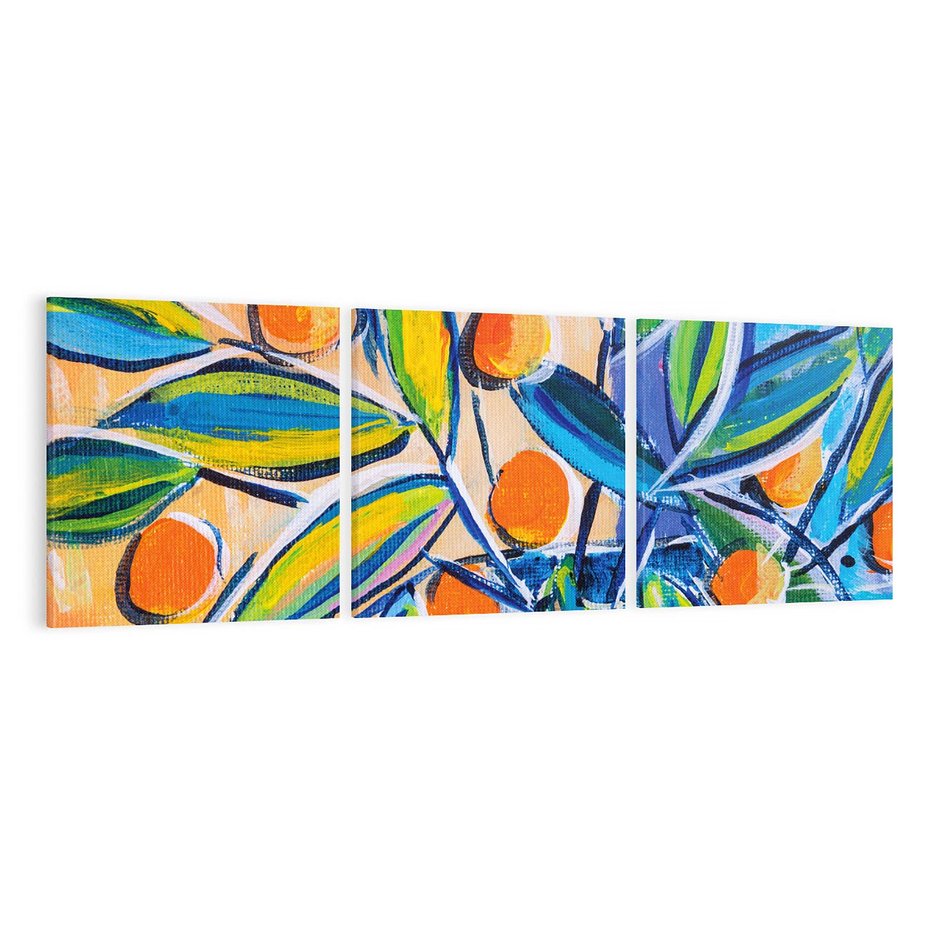 Obraz na płótnie 120x40 - Cytrusowa Abstrakcja - abstrakcja, owoce cytrusowe