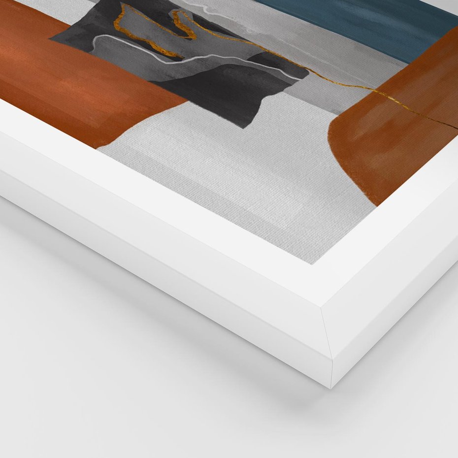 Plakat w ramie 40x50 - Nowoczesna geometria - nowoczesny, geometryczny - rama biała