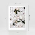 Plakat w ramie 30x40 - Modne Białe Kwiaty - białe kwiaty, płatki - rama biała