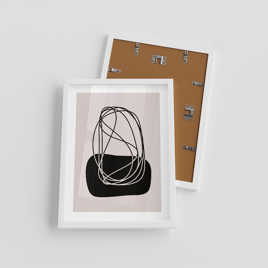 Plakat w ramie 30x40 - Linie Eksploracji - abstrakcyjne szkicowane linie, minimalizm - rama biała