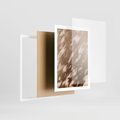 Plakat w ramie 50x70 - Abstrakcyjna Kompozycja: Cień na Ścianie - cień na ścianie, beżowe kolory - rama biała