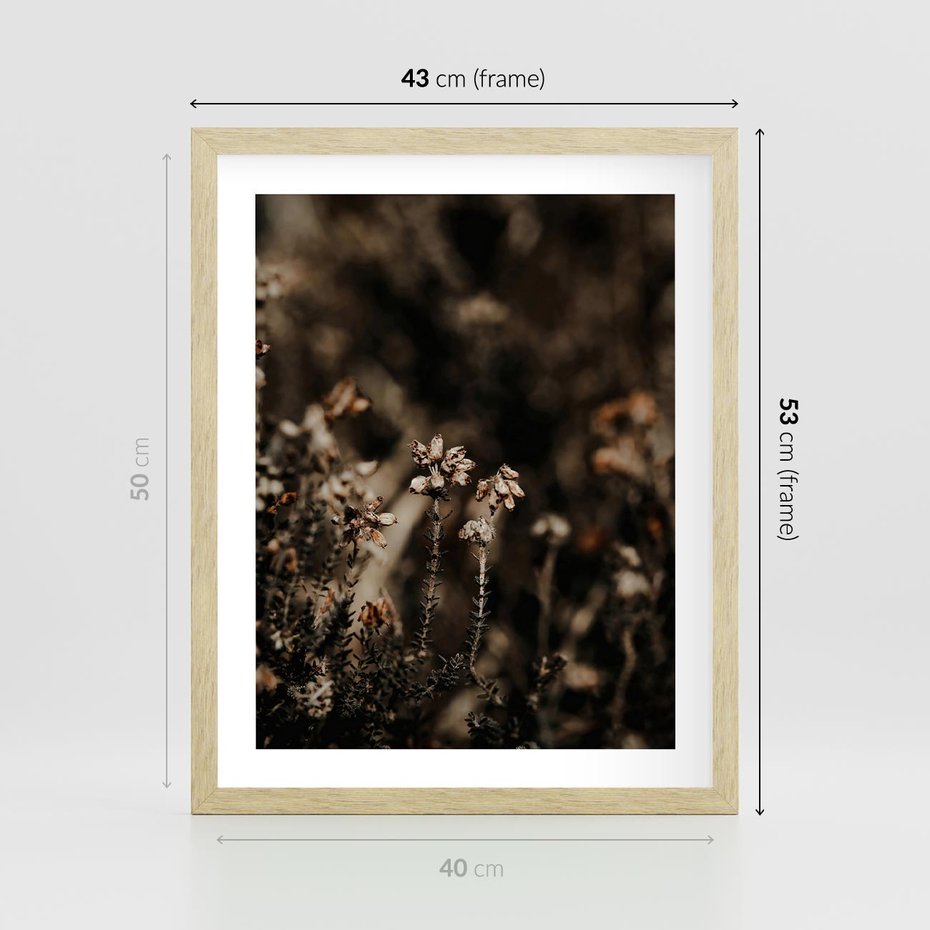Plakat w ramie 40x50 - Jesienny Urok - suche trawy, jesienny pejzaż - rama drewno