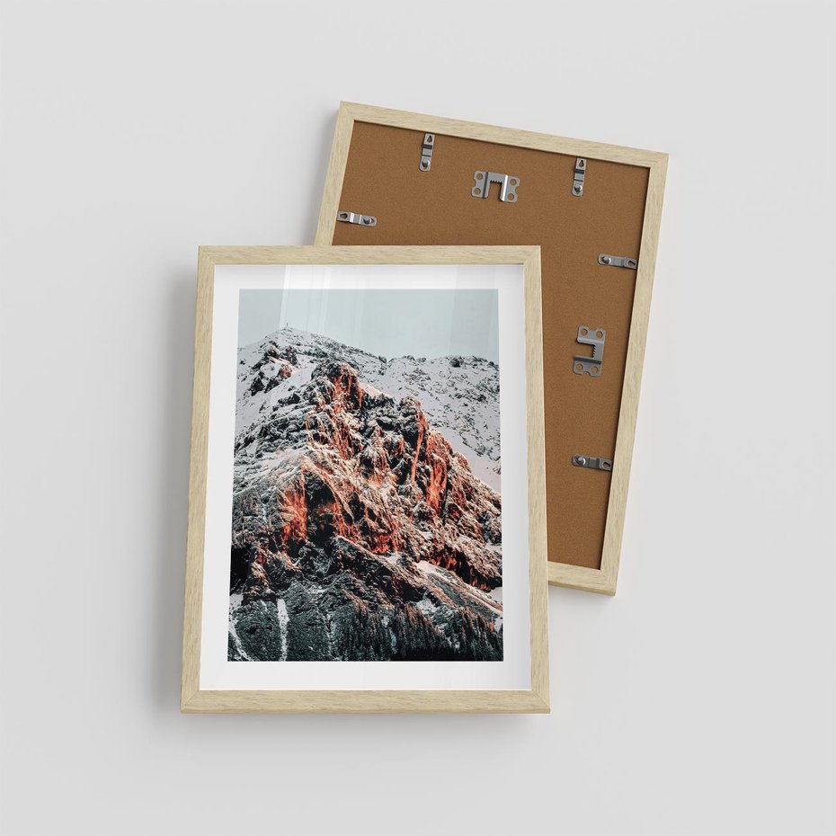 Plakat w ramie 30x40 - Zima na Szczycie - góry, zima - rama drewno