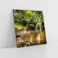 Obraz na płótnie 70x70 - Magia wodospadu w lesie - wodospad, las