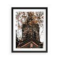 Plakat w ramie 40x50 - Jesienna Wieża w Liściach - architektura, wieża - rama czarna