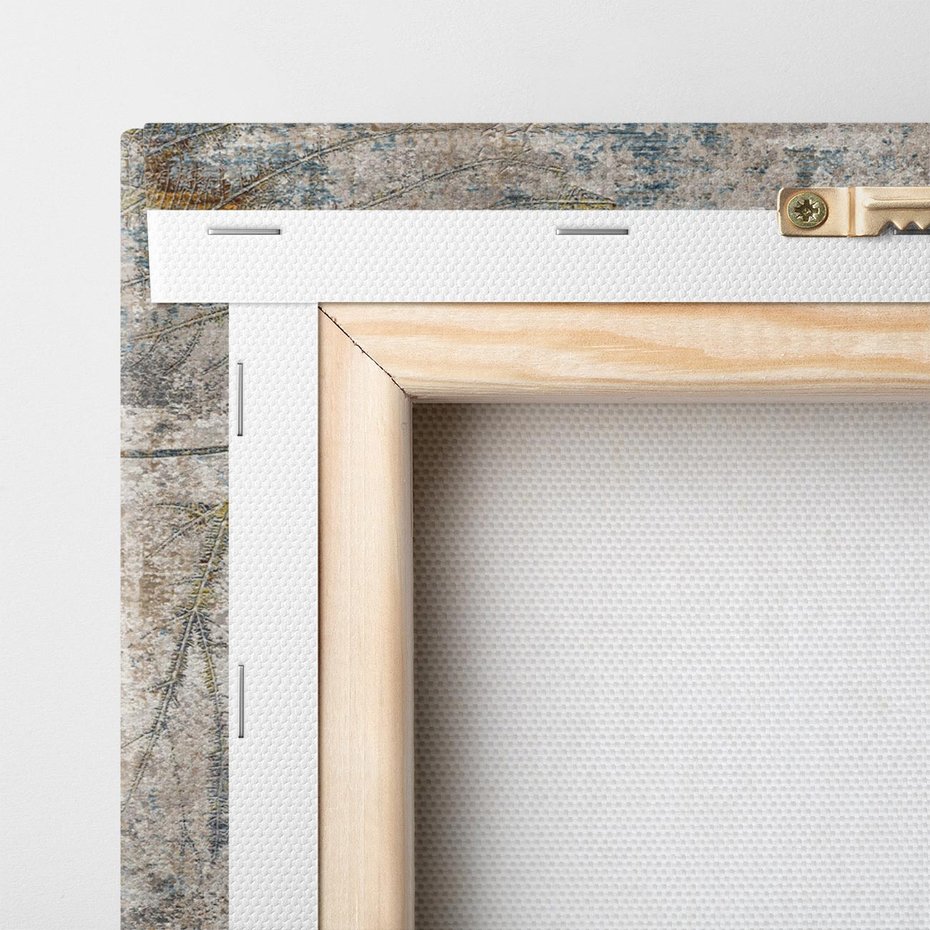 Obraz na płótnie 120x40 - Betonowe Wspomnienia Liści - odciski w betonie, odbitki