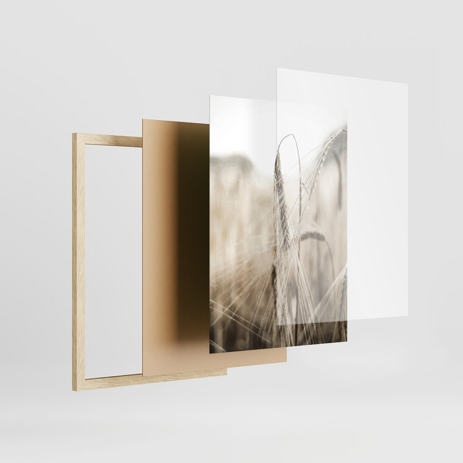 Zestaw obrazy w ramie 50x70 galeria - Pola, pszenicy, młyn, rustykalnie - rama drewno
