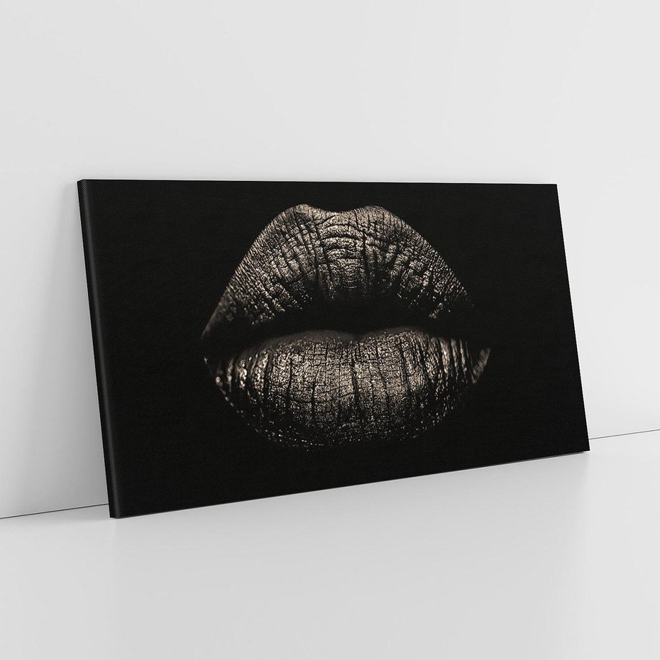 Obraz na płótnie 100x50 - Usta Czarno-Białe - usta, czarno