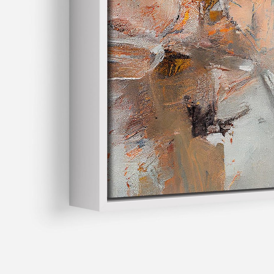 Obraz w ramie 50x50 - Taniec księżycowego pyłu - abstrakcja, tekstury farb - rama biała