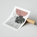 Plakat bez ramy 30x40 - Nowoczesna Monstera: Szkic w Grafice - nowoczesna grafika, monstera
