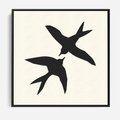 Obraz w ramie 50x50 - Kreatywne Echa - jaskółki, minimalizm - rama czarna