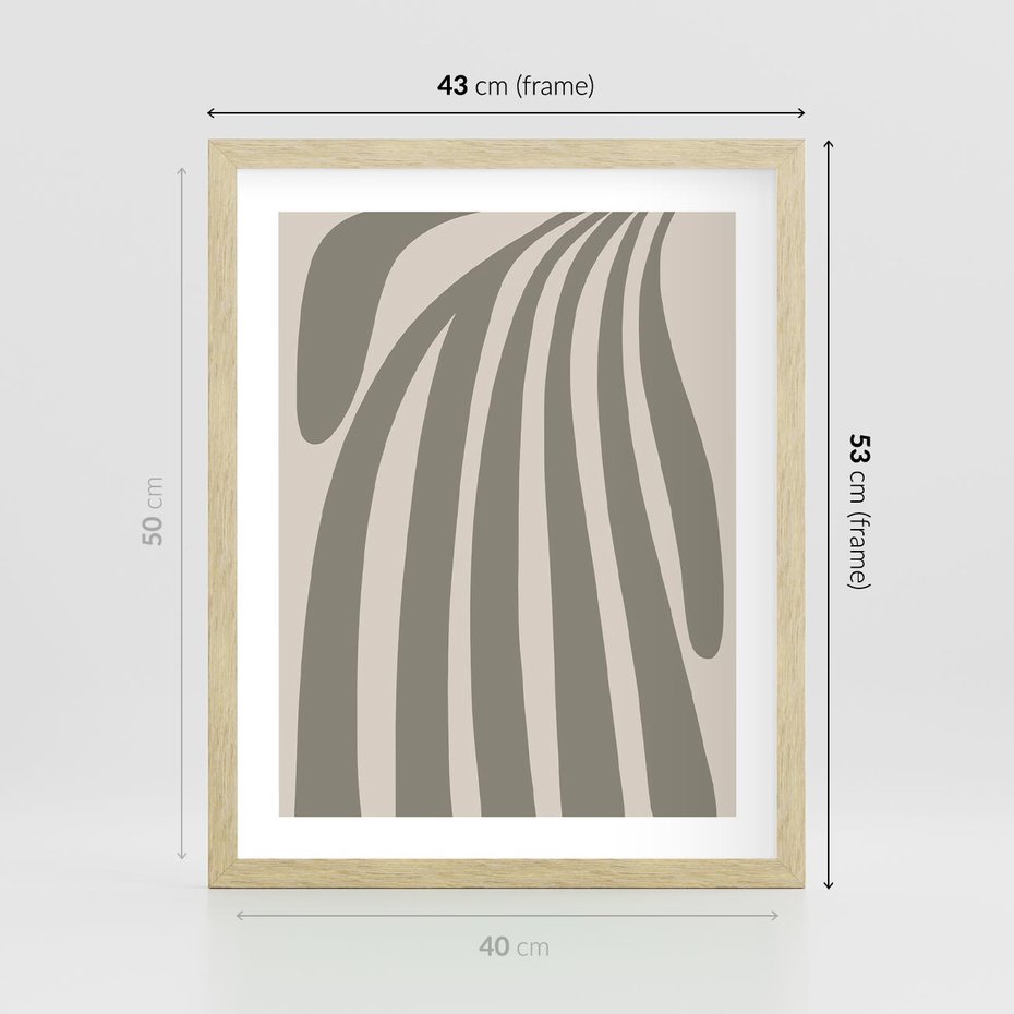 Plakat w ramie 40x50 - Beżowa Delikatność - nowoczesna sztuka, plakat modern - rama drewno
