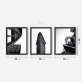Zestaw obrazy w ramie 30x40 galeria - Architektura, budynki, czarno, biały - rama czarna