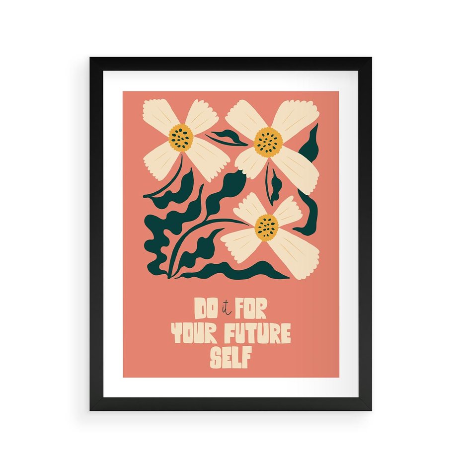 Plakat w ramie 40x50 - Mgliste Refleksje - nowoczesny plakat, różowe tło - rama czarna