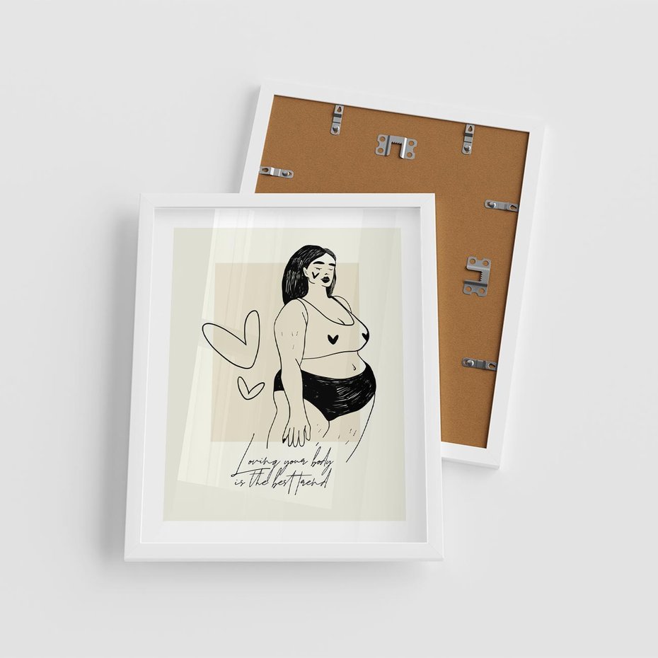 Plakat w ramie 40x50 - Moc to Ona - rysunek, sztuka nowoczesna - rama biała