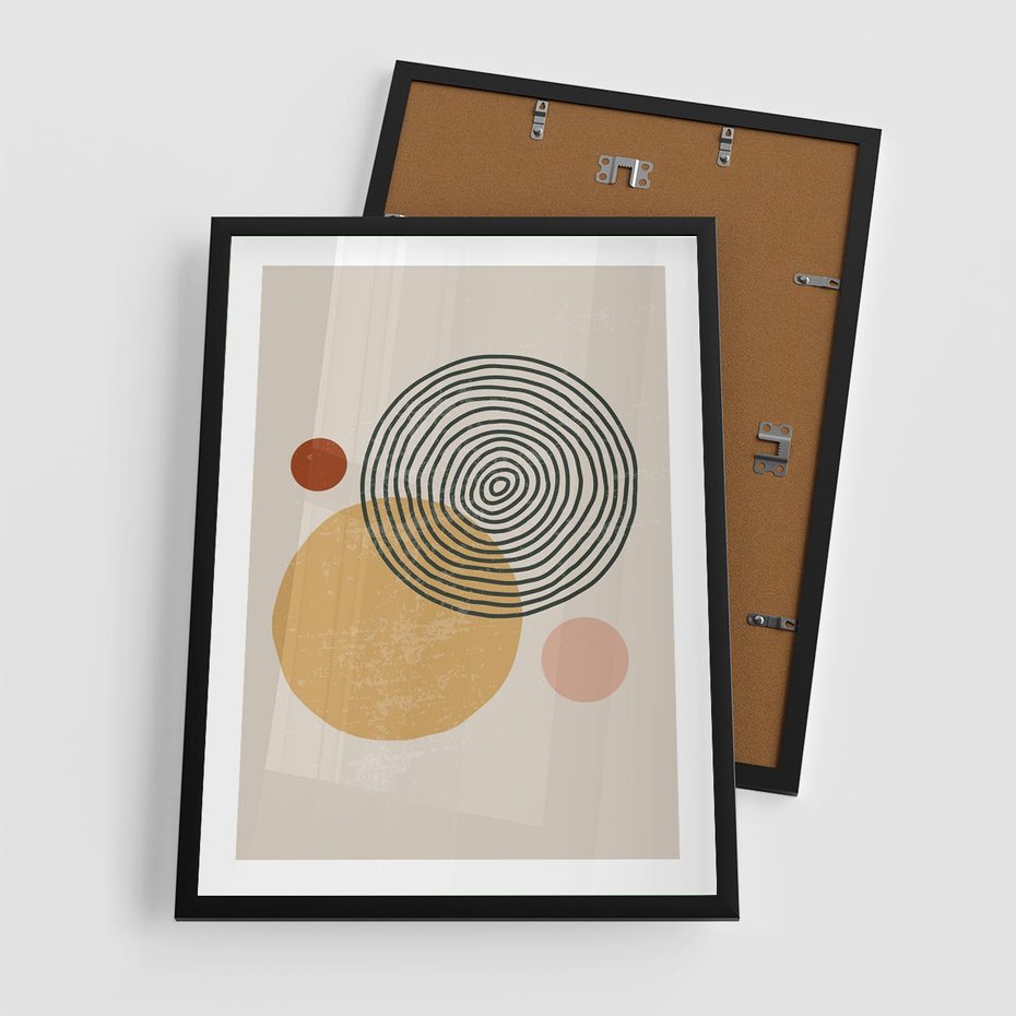 Plakat w ramie 50x70 - Boho Światło - abstrakcyjna sztuka, boho kształty - rama czarna