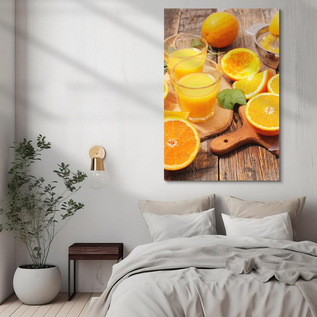 Obraz na płótnie 50x70 - Soczyste pomarańcze i soki - pomarańcze, soki