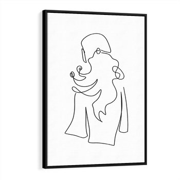 Obraz w ramie 50x70 - Zaklęte Linie - szkic kobiety, jedną linia - rama czarna