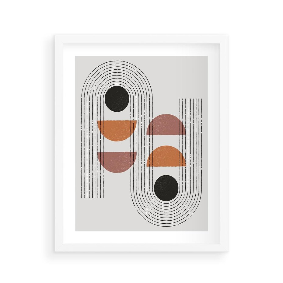 Plakat w ramie 40x50 - Nowoczesna Abstrakcja - geometria, grafika - rama biała