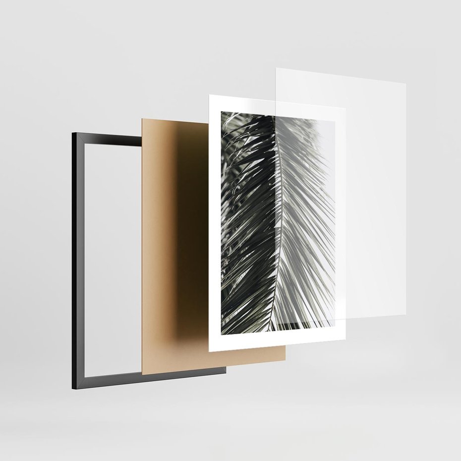 Plakat w ramie 30x40 - Liść Palmy: Egzotyczny Detal Natury - palma, liść palmy - rama czarna