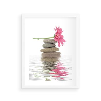 Plakat w ramie 30x40 - Kwiatowe japońskie spa - japońskie, spa - rama biała