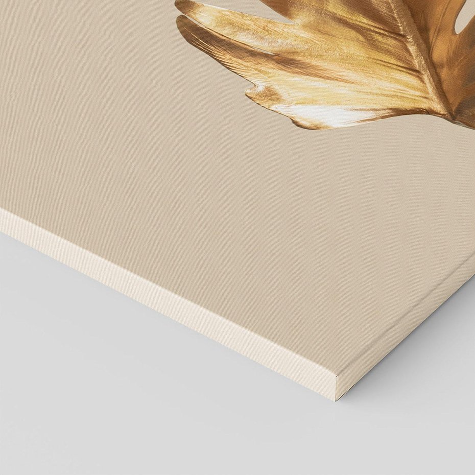 Obraz na płótnie 120x80 - Piękno w Detalu - złoty, liść