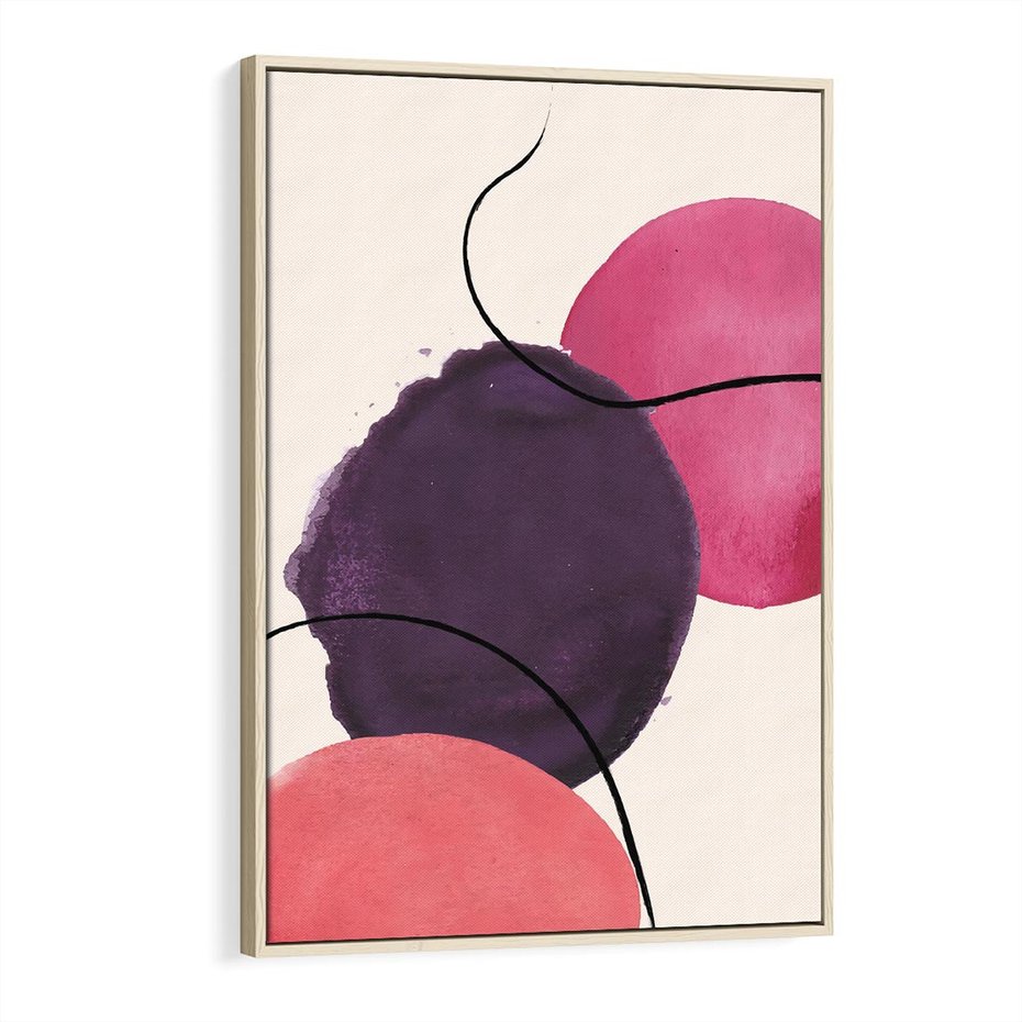 Obraz w ramie 80x120 - Migotliwe Widzenia - abstrakcyjne akwarelowe plamy, nieregularne linie - rama drewno