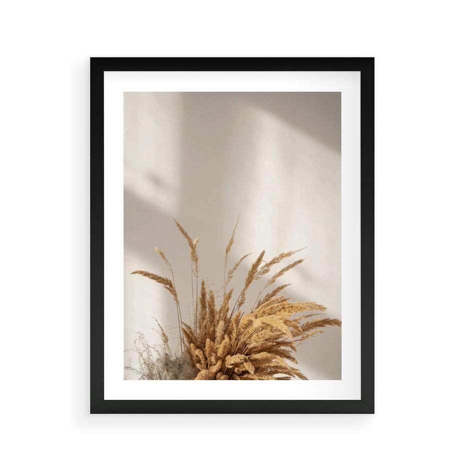 Plakat w ramie 40x50 - Natura i Elegancja: Obraz Boho - trawy, boho - rama czarna