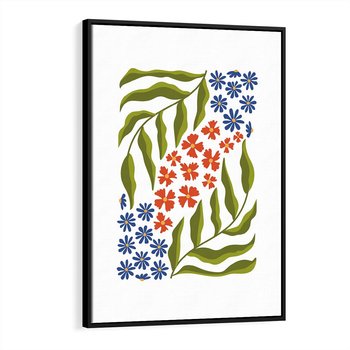 Obraz w ramie 50x70 - Splątane Granice - kwiaty, sztuka nowoczesna - rama czarna