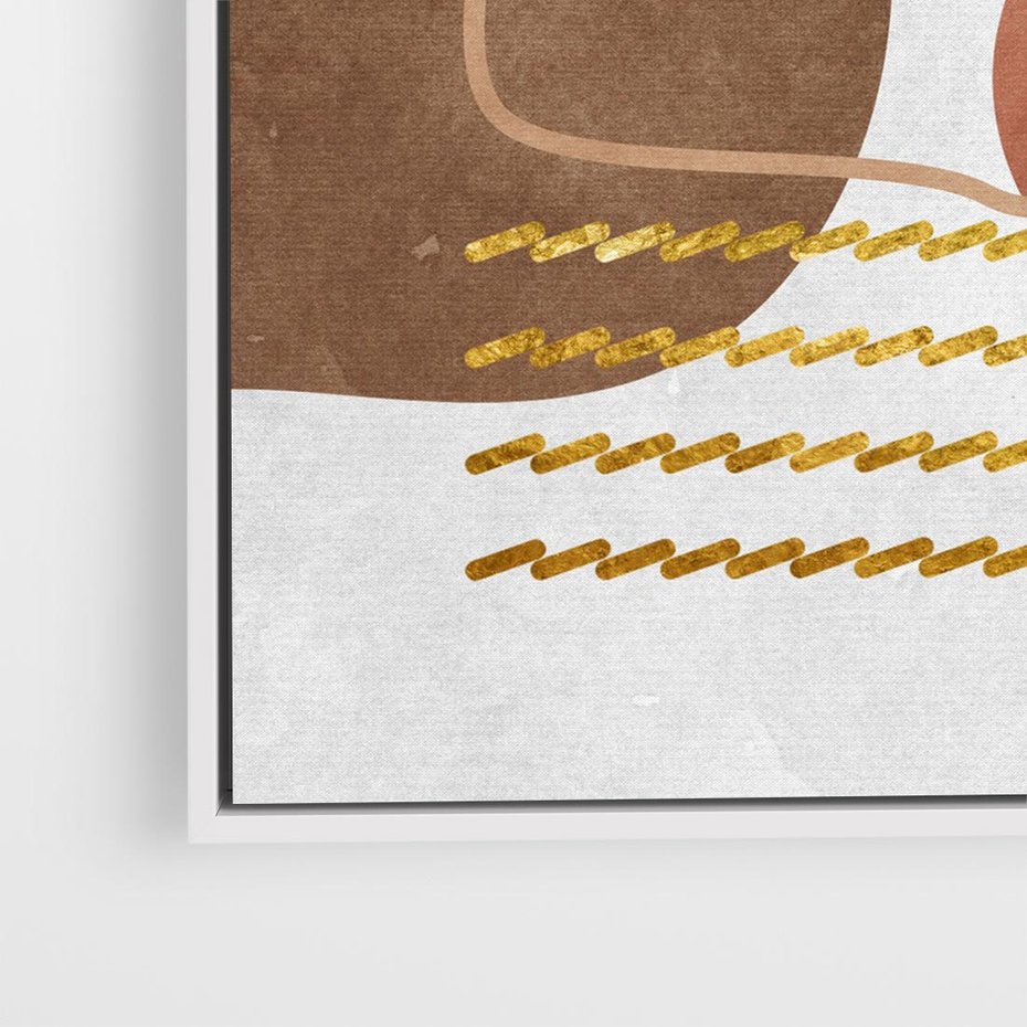 Obraz w ramie 50x50 - Odbicie światła serca - abstrakcyjne rozlane plamy, boho styl - rama biała