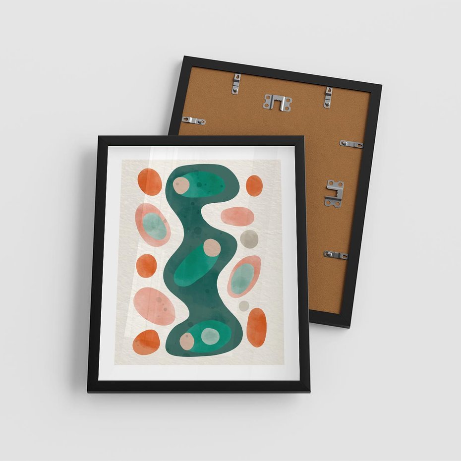 Plakat w ramie 40x50 - Wewnętrzne Spektrum - abstrakcyjne formy, dominujący kolor zielony - rama czarna