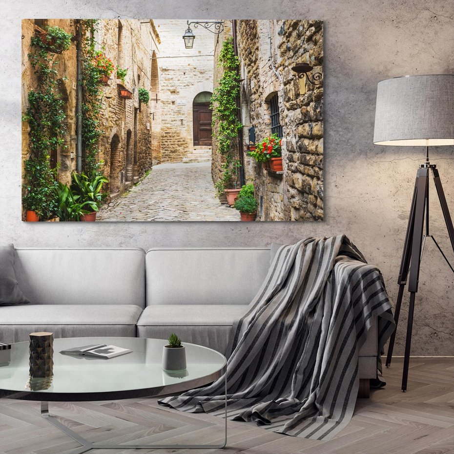Obraz na płótnie 70x50 - Urok Uliczki we Włoszech - uliczka, Włochy