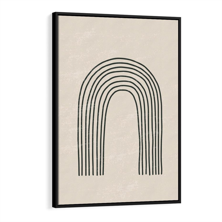 Obraz w ramie 70x100 - Intrygujące Zagięcia - boho plakat, czarna tęcza - rama czarna