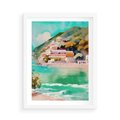 Plakat w ramie 50x70 - Na Zboczu - akwarela, nadmorski pejzaż - rama biała
